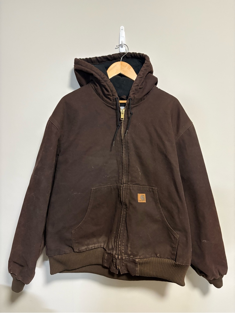 Carhartt J130 DKB Active Jacket XLarge Brown Quilted Faded Work Wear